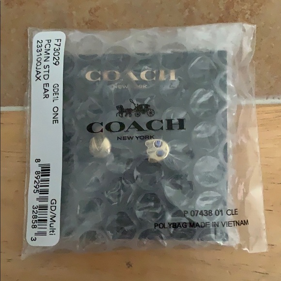 Coach Pac-Man / Ghost Gold Stud Earrings. - Picture 2 of 3